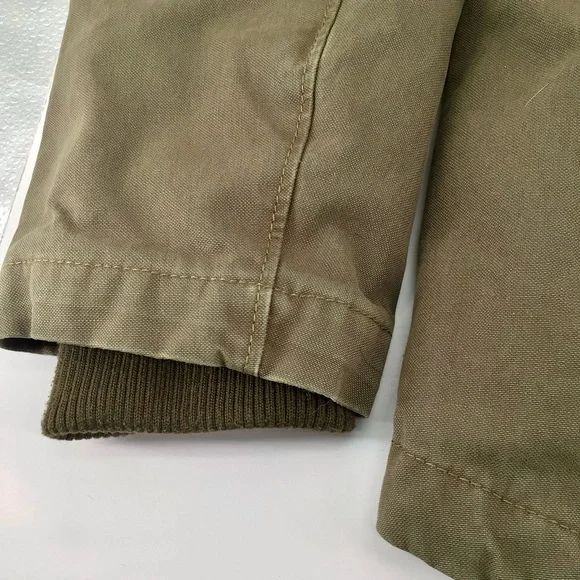 GAP Military Utility Green Quilted Sherpa Lined Jacket with Hood Size Small